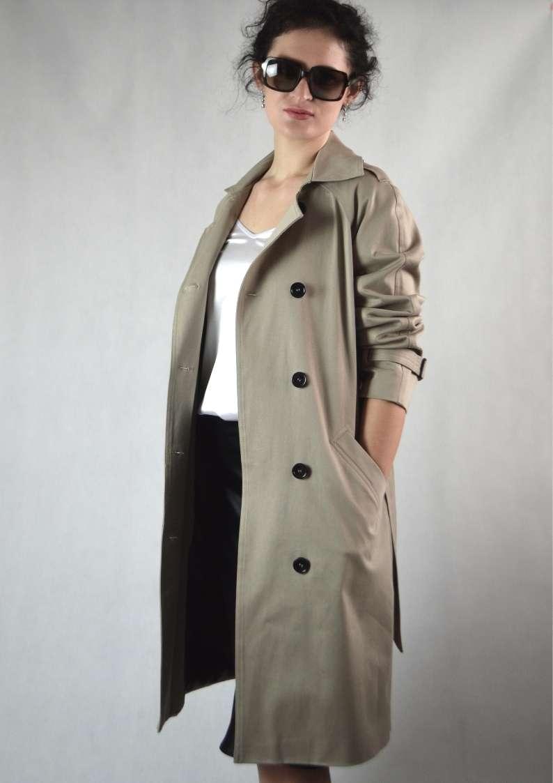 Cotton gabardine trench coat